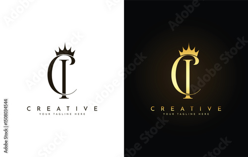 Elegant CI Monogram with Crown for Luxury Branding
