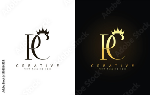 Elegant PC Monogram with Crown for Luxury Branding