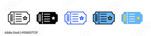 Ticket Icon Collection With Multiple Styles