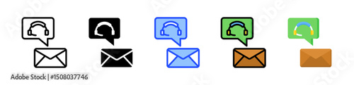 Email Support Icon Collection With Multiple Styles