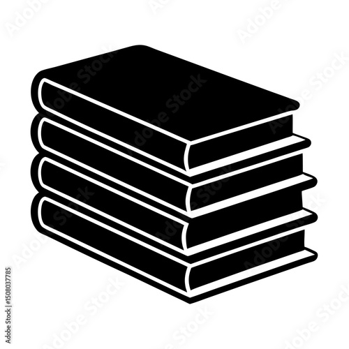 minimal stack of books icon vector on white