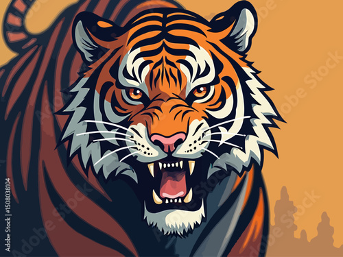 angry tiger with his head slightly tilted with a scorn look in his eye