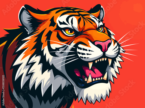 angry tiger with his head slightly tilted with a scorn look in his eye