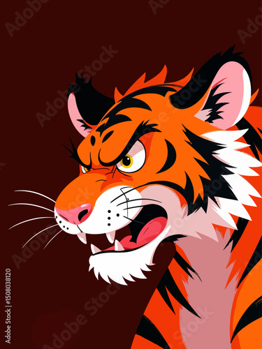 angry tiger with his head slightly tilted with a scorn look in his eye