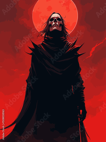 antichrist dark character, full of power and charm, biblical feel, apocalypse in the background