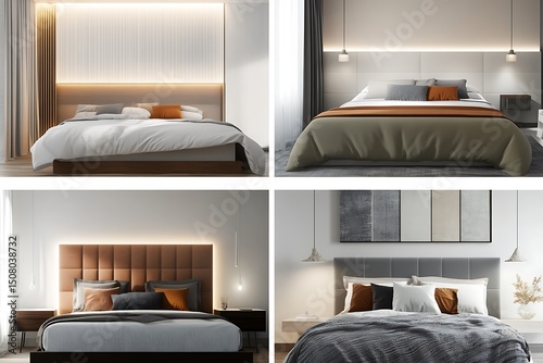 Modern bedroom designs with led headboard lighting