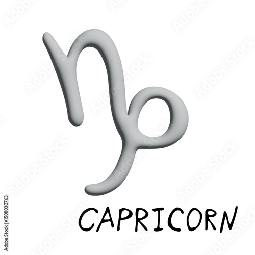 3d capricorn zodiac sign Esoteric symbol Astrology clipart Element for design