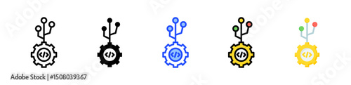 Version Control Icon Collection With Multiple Styles