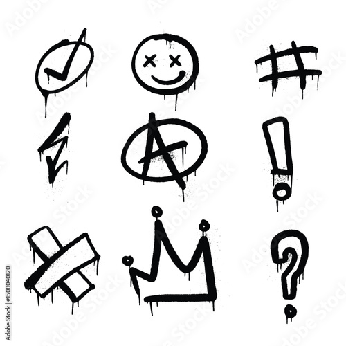 Black Graffiti Style Symbols with Drips