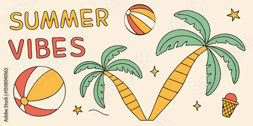 Fun Summer Vibes Aesthetic Clipart