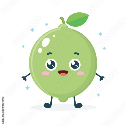 Lime in cute cartoon character style with expressive face and limbs.