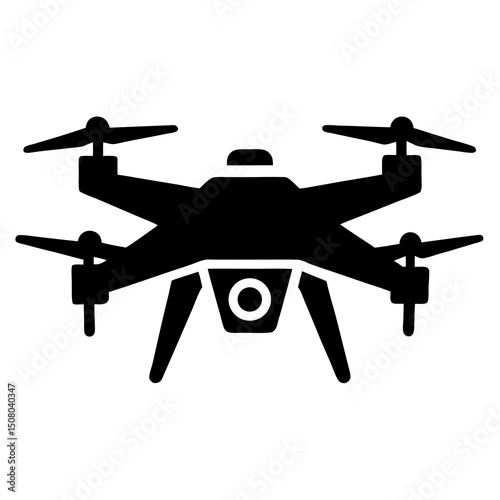 vector drone flying icon in black silhouette