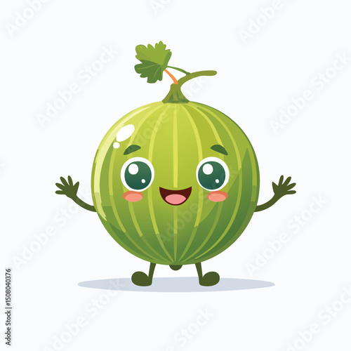 Gooseberry in cute cartoon character style with expressive face and limbs.