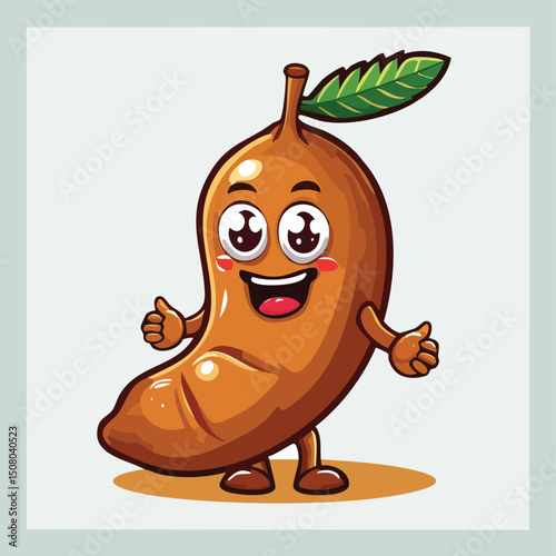 Tamarind in cute cartoon character style with expressive face and limbs.