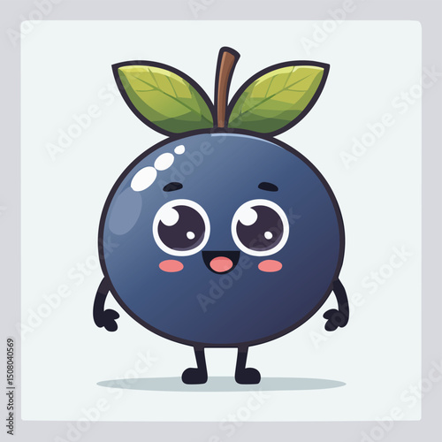Chokeberry in cute cartoon character style with expressive face and limbs.