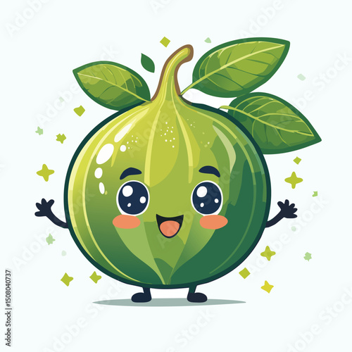 Indian Gooseberry in cute cartoon character style with expressive face and limbs.