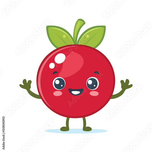 Redcurrant in cute cartoon character style with expressive face and limbs.