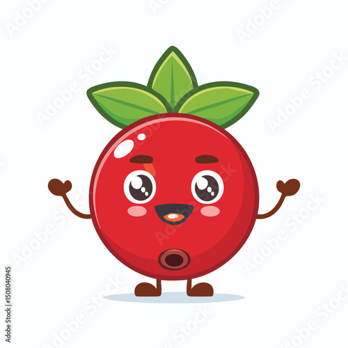 Lingonberry in cute cartoon character style with expressive face and limbs.