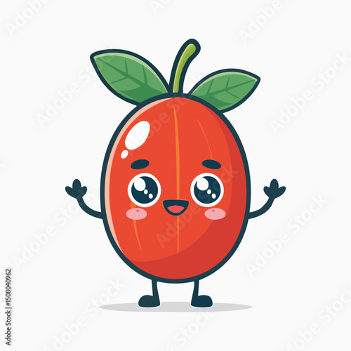 Goji Berry in cute cartoon character style with expressive face and limbs.