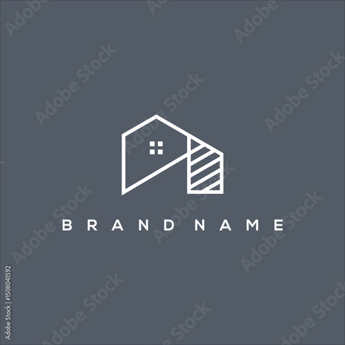 line art minimalist icon house and building logo vector