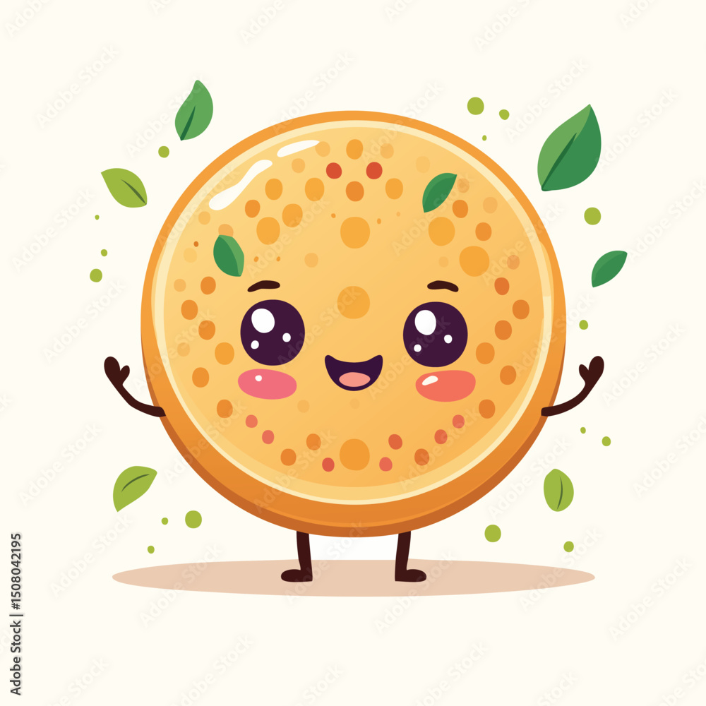 Obraz premium Crumpet in cute cartoon character style with expressive face and limbs.