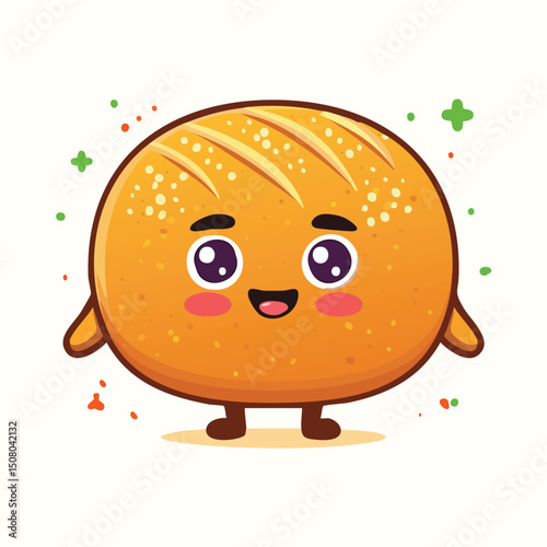 Soda Bread in cute cartoon character style with expressive face and limbs.