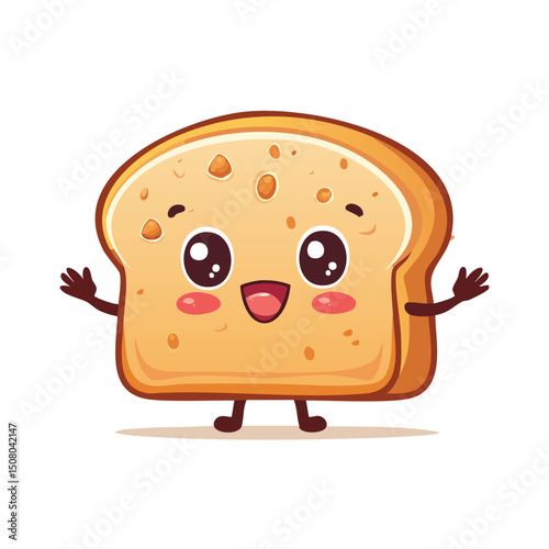 Milk Bread in cute cartoon character style with expressive face and limbs.