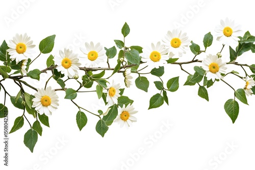 Blooming chamomile branch isolated white background
