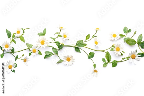 Delicate white daisies on a winding vine