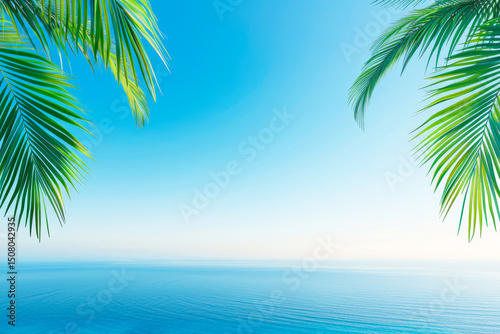 Maldives island beach. Tropical landscape of summer scenery, white sand with palm trees. Luxury travel vacation destination. Exotic beach landscape.