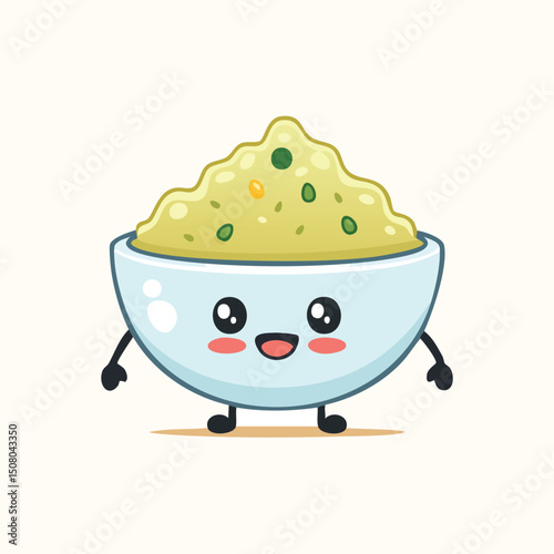 Guacamole in cute cartoon character style with expressive face and limbs.