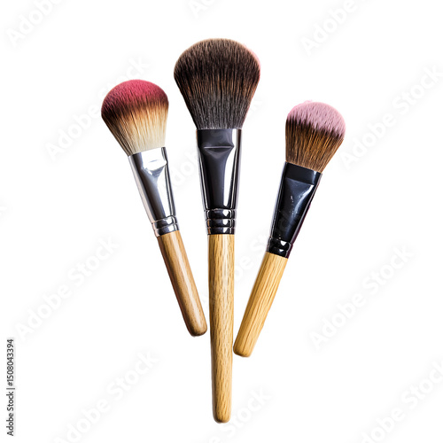 Cosmetic Brush Set Collection – Beauty Tools and Makeup Accessories Isolated on White photo