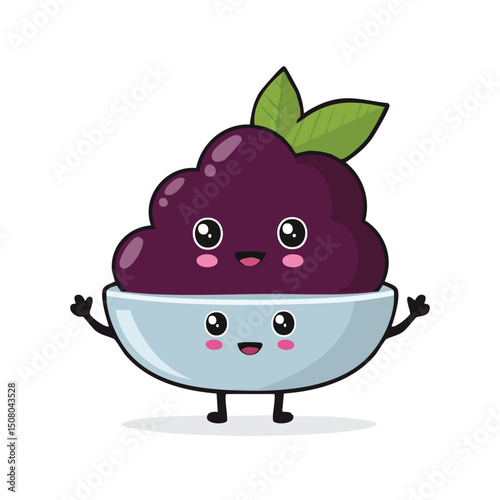 Raspberry Sorbet in cute cartoon character style with expressive face and limbs.