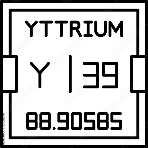 Vector icon of the Yttrium element from the periodic table, featuring atomic number 39, element symbol Y, and scientific style for chemistry, education, and lab use