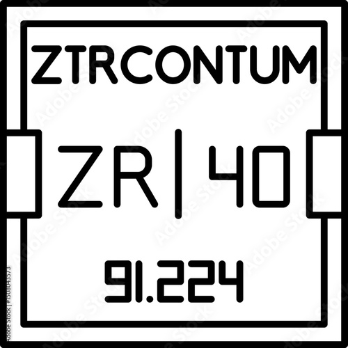 Periodic table vector icon of Zirconium with symbol Zr and atomic number 40, ideal for chemistry infographics, science education, and digital STEM learning tools.