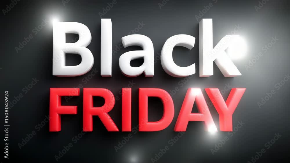 Black Friday Announcement: A stylized visual promoting the biggest shopping day of the year, featuring bold typography in a dynamic and energetic design. 