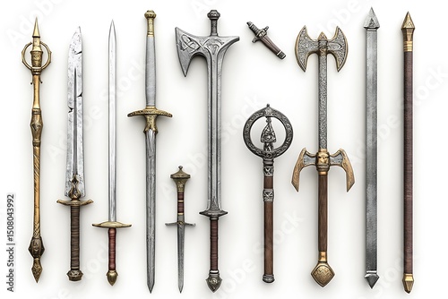Collection of ornate medieval fantasy weapons