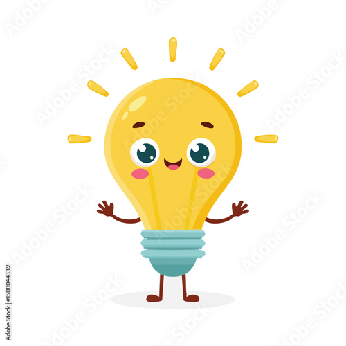lamp in cute cartoon character style with expressive face and limbs.