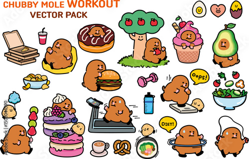 Chubby Mole Workout Vector Pack