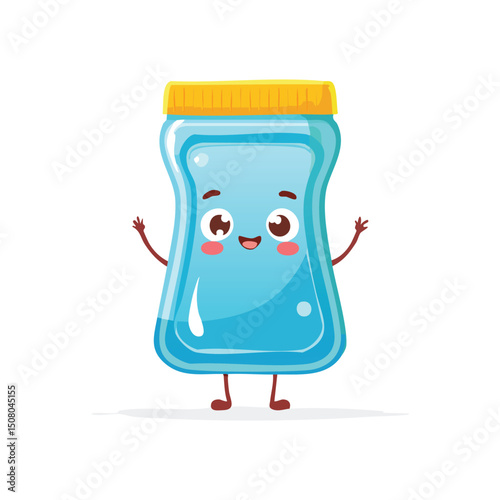 stain remover in cute cartoon character style with expressive face and limbs.