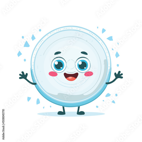 cotton pads in cute cartoon character style with expressive face and limbs.