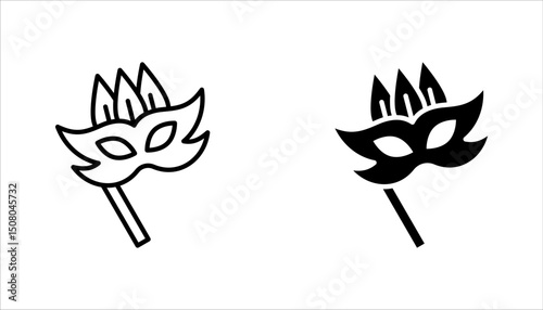 Masks linear icon set. Carnival dressing. Costume for masquerade. vector illustration on white background