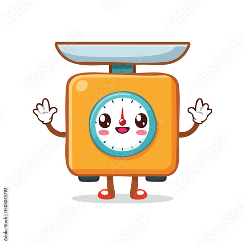 scale in cute cartoon character style with expressive face and limbs.