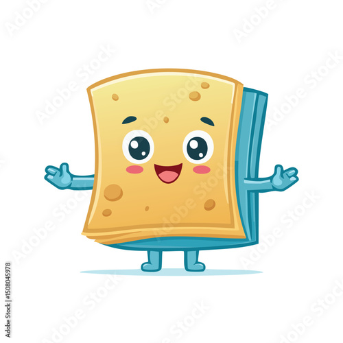 cleaning cloth in cute cartoon character style with expressive face and limbs.