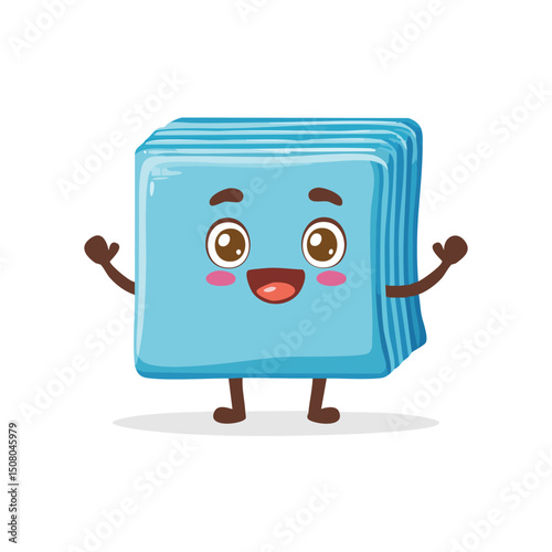 microfiber cloth in cute cartoon character style with expressive face and limbs.