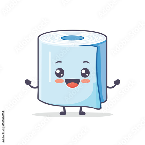 Tissue paper in cute cartoon character style with expressive face and limbs.