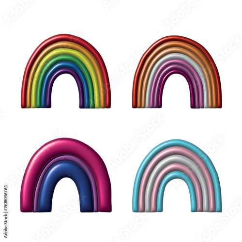 Set of colorful LGBTQ+ pride flag rainbows Gender equality and sexual identity pride flags collection LGBTQIA community pride month
