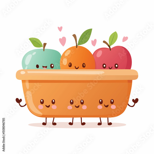 Organizer tray in cute cartoon character style with expressive face and limbs.