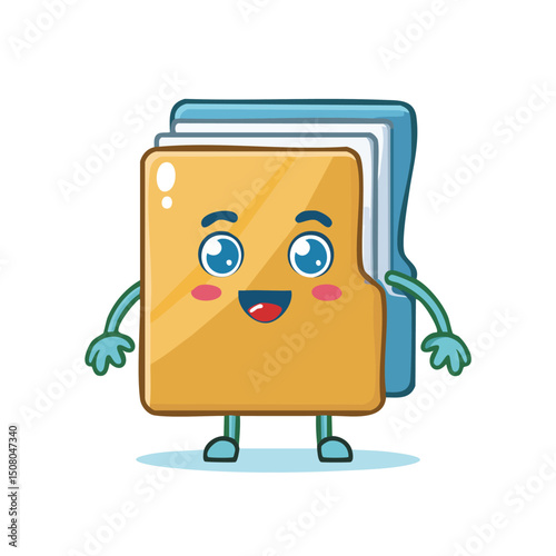 File holder in cute cartoon character style with expressive face and limbs.