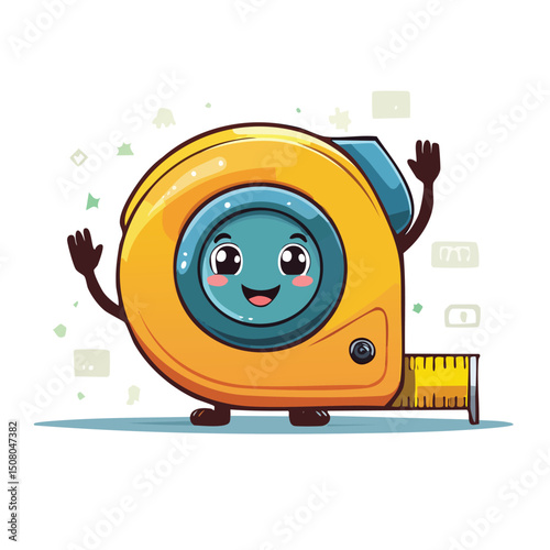 Correction tape in cute cartoon character style with expressive face and limbs.